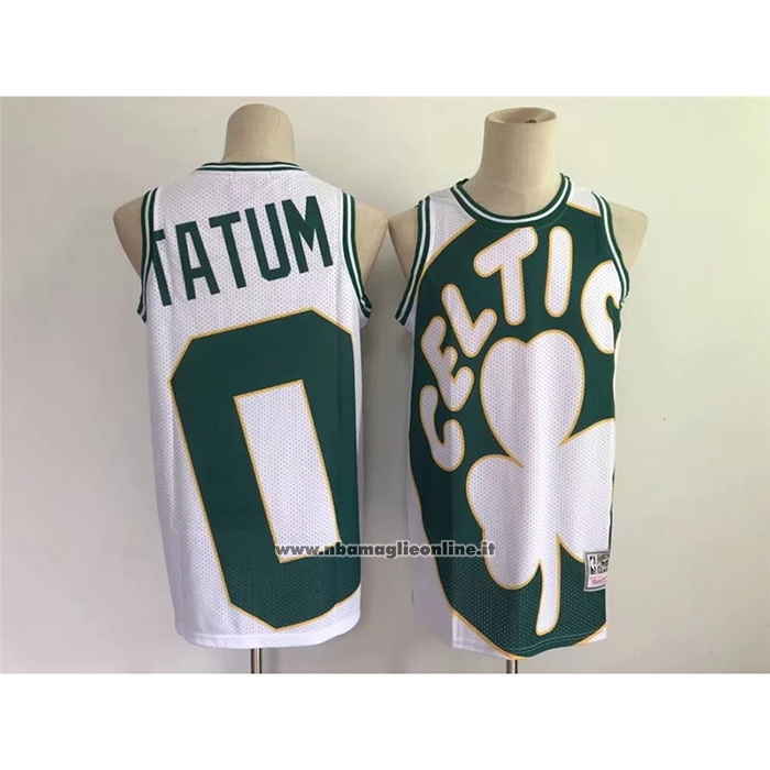 Maglia Boston Celtics Jayson Tatum #0 Mitchell & Ness Big Face Bianco